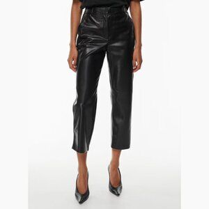 Aritzia Babaton Command Cropped Pant – Size 12 – Black Vegan Leather, High‑Rise